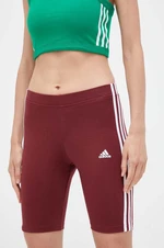 Kraťasy adidas dámské, vínová barva, s aplikací, medium waist