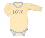 Baby Nellys Body dlouhý rukáv Love - žluté, vel. 62 (2-3m)