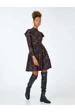 Koton Floral Winter Dress Long Sleeve High Collar