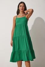 Happiness İstanbul Women's Green Halterneck Knitted Summer Dress