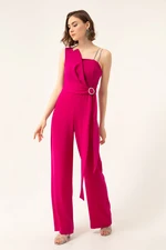 Lafaba Women's Plum One-Shoulder Jewelery Evening Dress Overalls