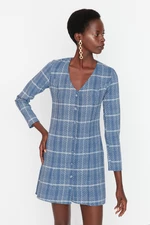 Trendyol Blue Tweed Jacket Woven Dress