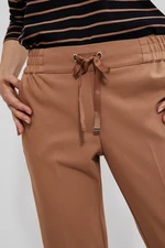 Trousers with tie - beige