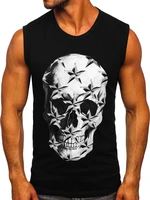 Maiou negru tank top cu imprimeu Bolf 14817