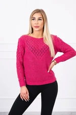 Openwork sweater fuchsia