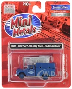 1960 Ford F-250 Utility Truck "Electric Contractor" Dark Blue 1/87 (HO) Scale Model by Classic Metal Works