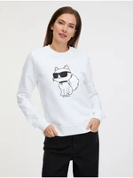 Bílá dámská mikina KARL LAGERFELD Ikonik 2.0 Choupette - Dámské