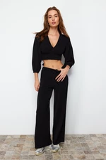 Trendyol Black Summer Thin Tie Detailed Knitwear Top and Bottom Set