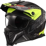 LS2 OF606 Drifter Devor Matt Black/Hi-Vis Yellow 2XL Casco