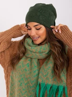 Khaki women's beanie with rhinestones