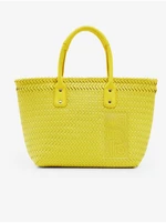 Yellow women's handbag Desigual Basket Braided Zaire