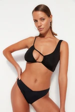 Trendyol Black Tunnel Triangle Bikini Top