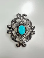 Brooch XZ459-107 Silver + Blue