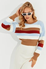 Cool & Sexy Women's Multi Color Block Crop Sweater YV207