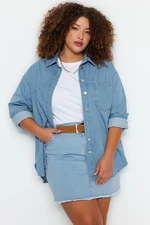 Trendyol Curve Light Blue Oversized Denim Shirt