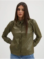 Khaki Leatherette Shirt Noisy May Hill