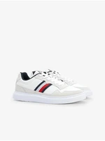 White Mens Suede Detail Sneakers Tommy Hilfiger Lightweight Leath - Men