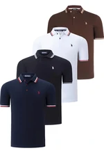 QUAD SET T8594 DEWBERRY MENS T-SHIRT-BLACK-WHITE-NAVY BLUE-BROWN