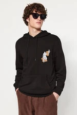 Trendyol Black Men's Regular Fit Hoodie with Printed Back Sweatshirt.