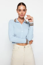 Trendyol Light Blue Crop Polo Collar Knitwear Cardigan