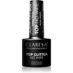 Claresa UV/LED Top Glitter No Wipe gélový vrchný lak na nechty trblietavý odtieň Glitter Silver 5 g