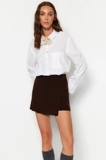 Trendyol Brown Fitted Mini Shorts Knitwear Skirt