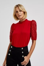 Blouse with lace sleeves