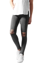 Women's Cut Knee Leggings Acid Black