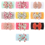 Cute Cartoon Fruits Pattern Bows Infant Elastic Wide Headband Fashion Print Bowknot Nylon Hairband Kid Accessories Birthday Gift