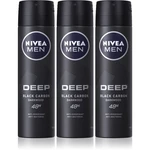 NIVEA MEN Deep Black Carbon Darkwood antiperspirant v spreji 3 x 150 ml(výhodné balenie) pre mužov