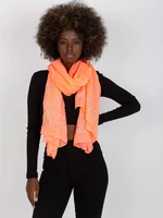 Coral airy scarf made of viscose with rhinestones