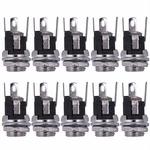 10Pcs DC Power Supply Jack Socket Female Panel Mount Connector 5.5X2.1Mm New