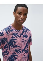 Koton Leaf-printed T-Shirt, Crew Neck, Slim Fit, Short Sleeves