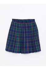 LC Waikiki Plaid Gabardine Girl Pleated Skirt with Elastic Waist