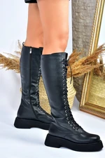 Fox Shoes Black Lace-up Casual Women's Boots