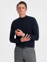 Ombre Men's knitted half-golf with viscose - navy blue