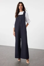 Trendyol Navy Blue Thick Strap Button Detailed Wide Leg Woven Jumpsuit