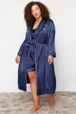 Trendyol Curve Navy Blue Woven Dressing Gown