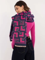 Navy blue and fuchsia women's scarf with patterns