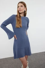 Trendyol Indigo Mini Knitwear A-Line Form Dress