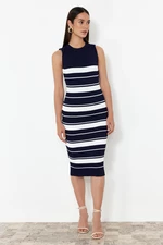 Trendyol Navy Blue Striped Crew Neck Knitwear Dress