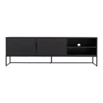 Czarny stolik pod TV w dekorze drewna jesionowego Tenzo Lipp, 176x57 cm