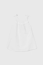 Dětské lněné šaty United Colors of Benetton bílá barva, mini