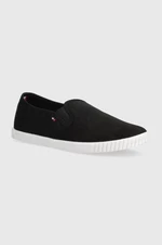 Tenisky Tommy Hilfiger CANVAS SLIP-ON SNEAKER dámské, černá barva, FW0FW07806