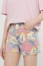 Džínové šortky Guess Originals dámské, vzorované, high waist