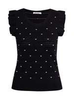 Orsay Black Woman Polka Dot Sweater T-Shirt - Women