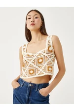 Koton Crop Bustier Crochet Square Neck