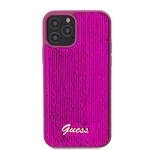 Zadní kryt Guess Sequin Script Logo pro Apple iPhone 12/12 Pro, purpurová