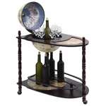 Globe With Old Nautical Map Tabletopp Globe Bar Wine Stand Eucalyptus Wood with Wheels for Wine, spirits, Beverage and S