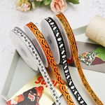 25 Yards 1cm Halloween Grosgrain Ribbon Printed Ribbons Polyester Ribbon For Wedding Christmas Decoration DIY Handmade